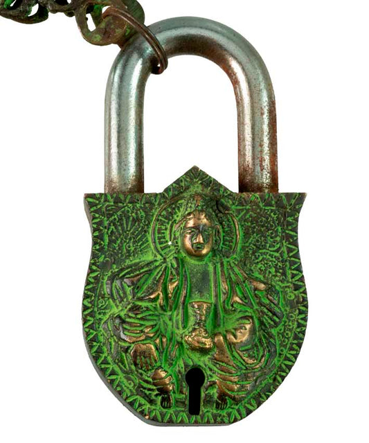 Cadenas Décoratif Bouddha Avec Mantra Om Mani Padme Hum En Laiton – Artisanat Du Népal