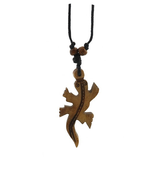 Collier Pendentif Gecko Lezard en Os De Yak