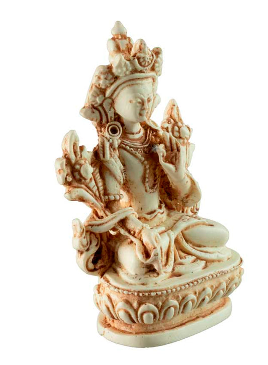 Statue Bouddhiste Tara Blanche En Résine Blanche Antique – Artisanat Du Népal
