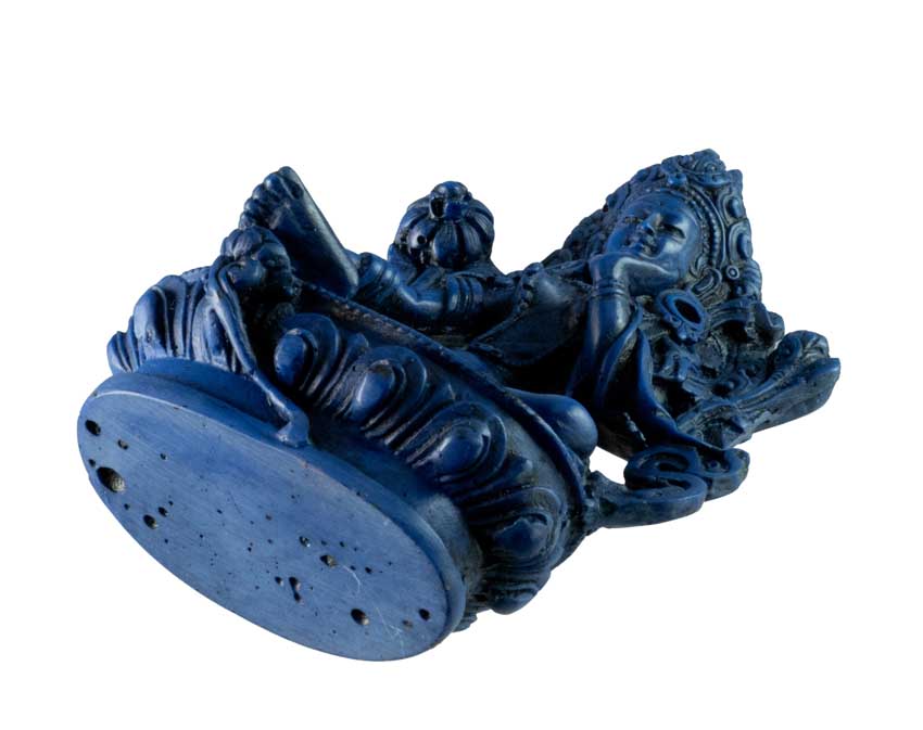 Statue Bouddhiste Tara Verte En Résine Bleu Lapis Lazuli – Artisanat Du Népal