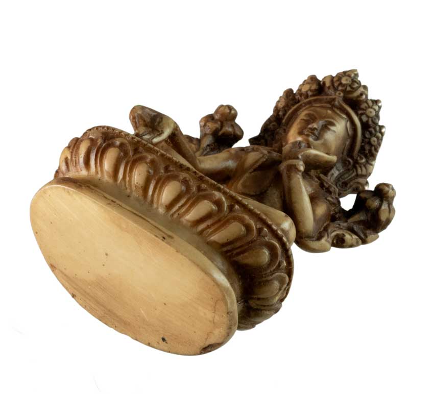 Statuette Bouddhiste Tara Blanche En Résine Beige Antique – Artisanat Du Népal