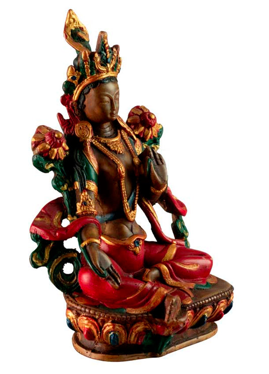 Statue Bouddhiste Tara Verte En Résine – Symbole De Méditation Et De Compassion