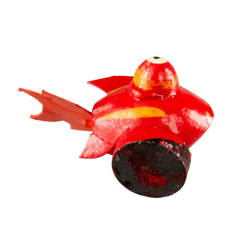 Magnet Poisson Rouge Aux Gros Yeux En Coque De Pistache – Artisanat Miniature