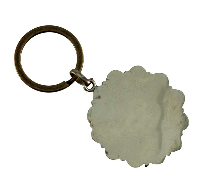 Porte-Clé Om Bouddhiste Fleur de Vie Rouge Corail en Laiton – Népal