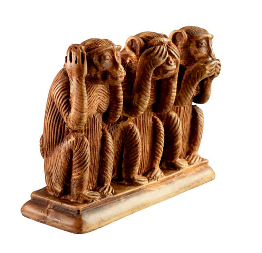Statuette 3 Singes de la Sagesse en Résine – Artisanat du Népal