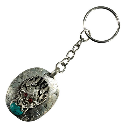 Porte-Clé Dragon Bouddhiste en Métal – Artisanat Népalais