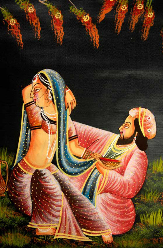 Peinture Moghole Miniature Indienne – Maharaja et Princesse