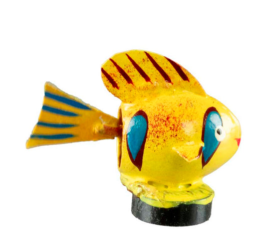 Magnet Poisson Exotique Jaune Et Bleu En Coque De Pistache – Artisanat Miniature