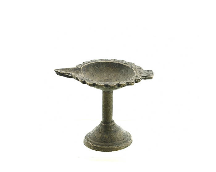 Lampe à beurre bouddhiste ancienne de monastère en laiton – offrande de lumière (plus de 30 ans)