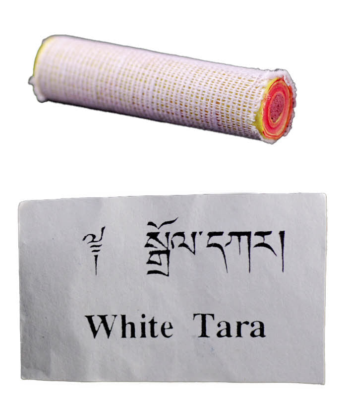 Rouleau de Mantra Tibétain de Tara Blanche – Prière Bouddhiste de Pureté et de Longévité