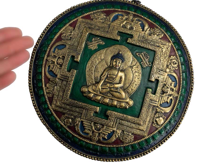 Plaque Murale Mandala Bouddha En Terre Cuite Fibrée – Artisanat Spirituel Du Népal