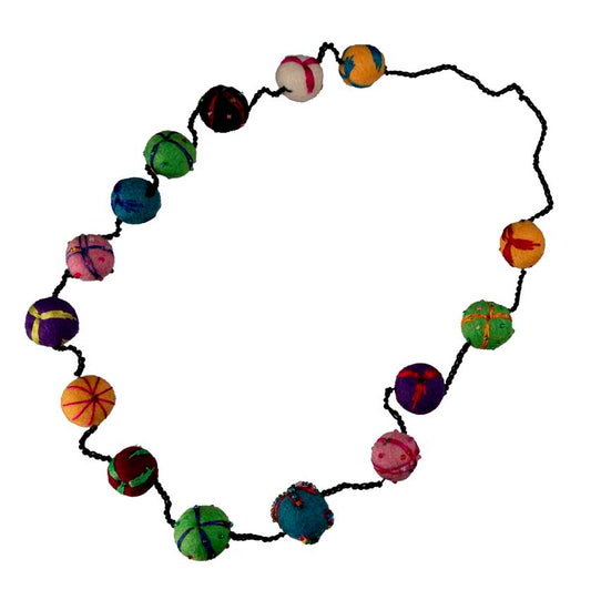Collier En Feutrine De Laine Du Népal – Sautoir Artisanal En Perles De Laine 2,3 Cm