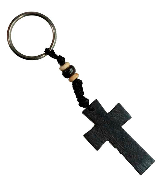Porte-Clés Croix du Christ Artisanal en Os de Bovin – Artisanat du Népal
