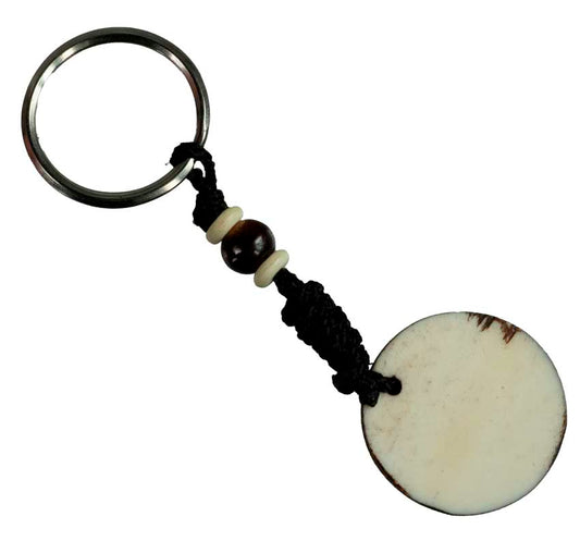 Porte-Clés Om Hindou Blanc Artisanal en Os de Bovin – Artisanat du Népal