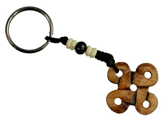 Porte-Clés Nœud Infini Artisanal en Os de Bovin – Artisanat du Népal