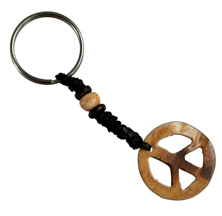Porte-Clés Peace and Love Artisanal en Os de Bovin – Artisanat du Népal