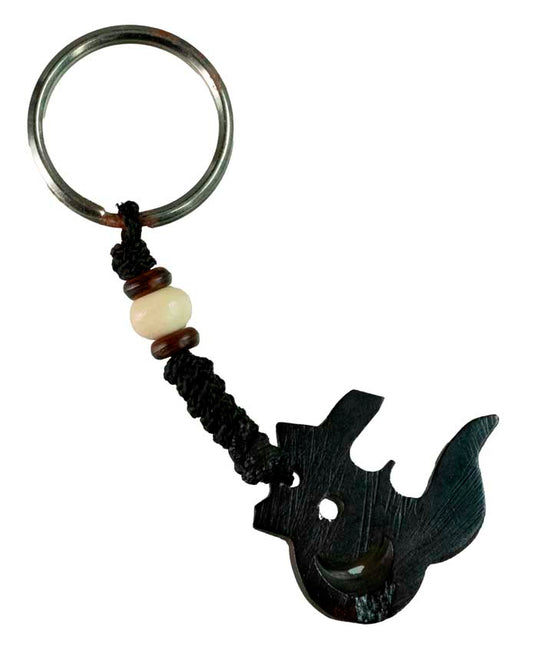 Porte-Clés Om Hindou Noir en Os de Bovin – Artisanat du Népal