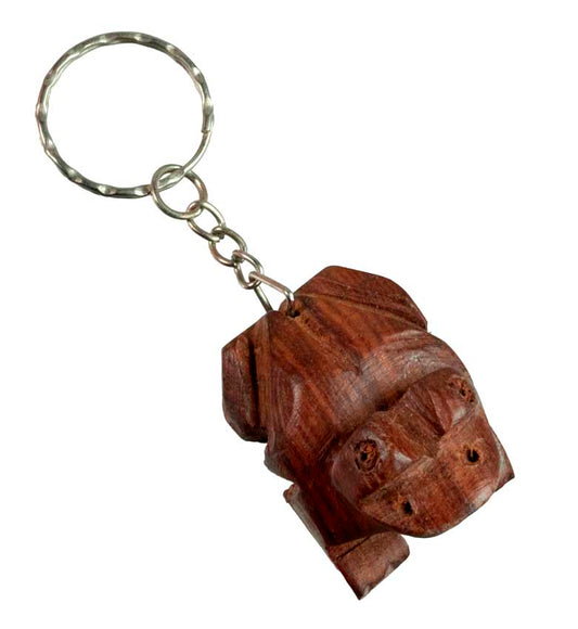 Porte-Clés Grenouille en Bois Marron Artisanal du Népal
