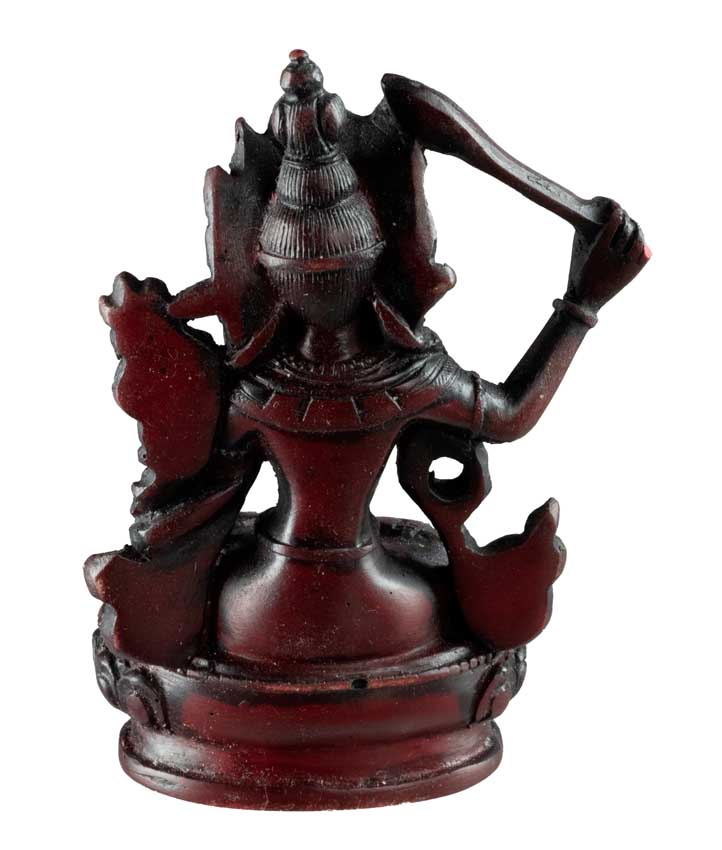 Statuette Manjushri en Résine Bordeaux 10 cm – Artisanat Bouddhiste du Népal