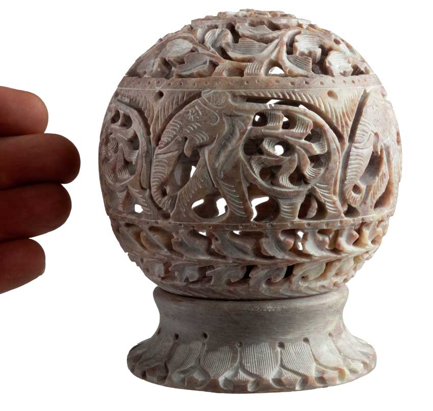Photophore En Stéatite – Lampe Porte Bougie Artisanale Indienne