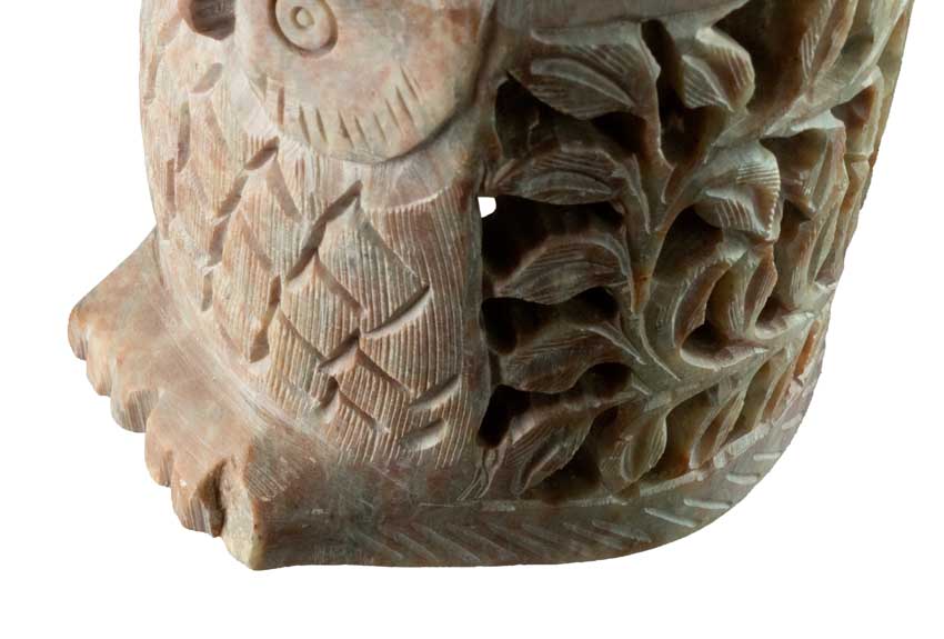 Photophore Chouette En Stéatite – Lampe Cache Bougie Artisanale Indienne