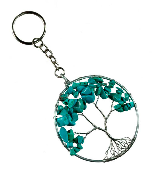 Arbre de Vie Bleu Turquoise – Bijou de Sac et Porte-Clés en Métal