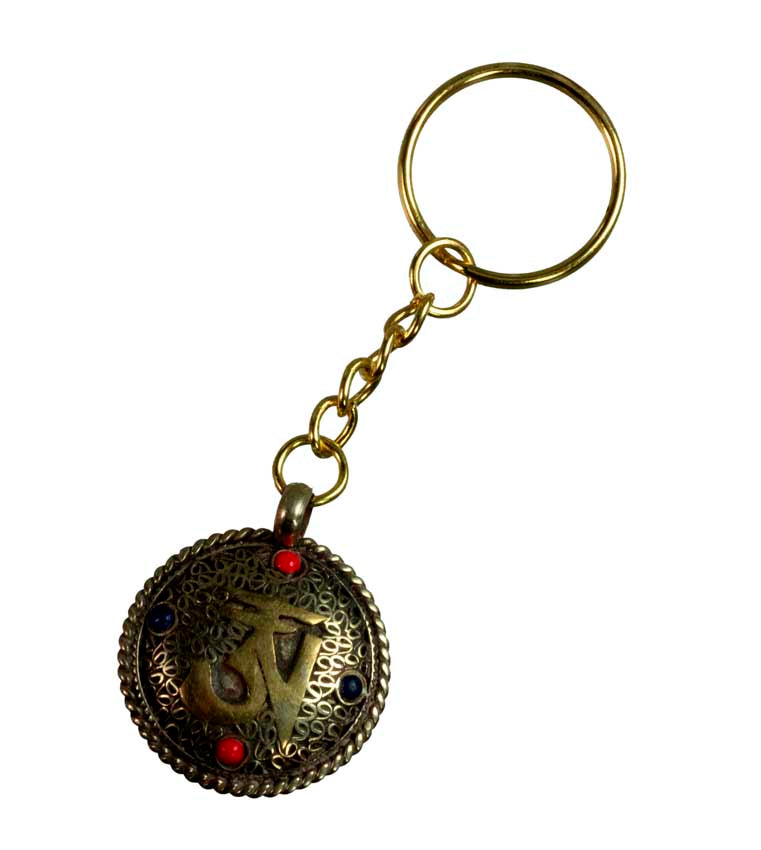 Porte-Clé Mandala Bouddhiste Népalais – Om Tibétain et Double Vajra