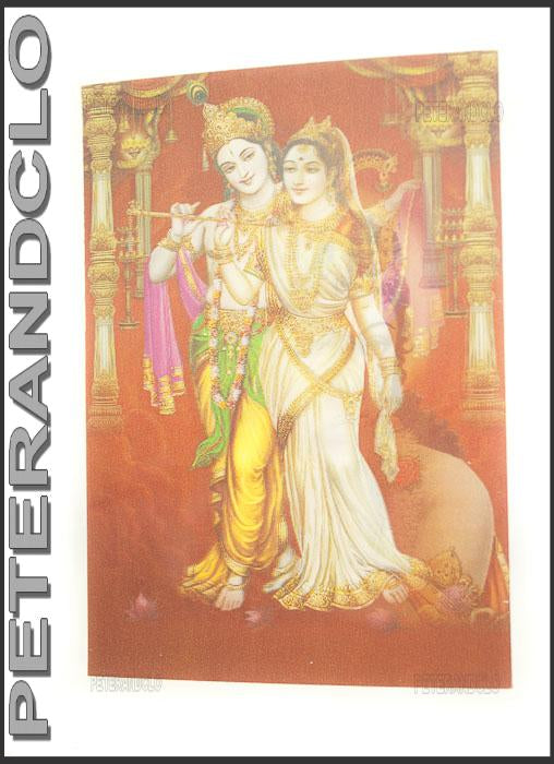 Carte Lenticulaires Krishna et Radha – Divinités Hindoues en Relief