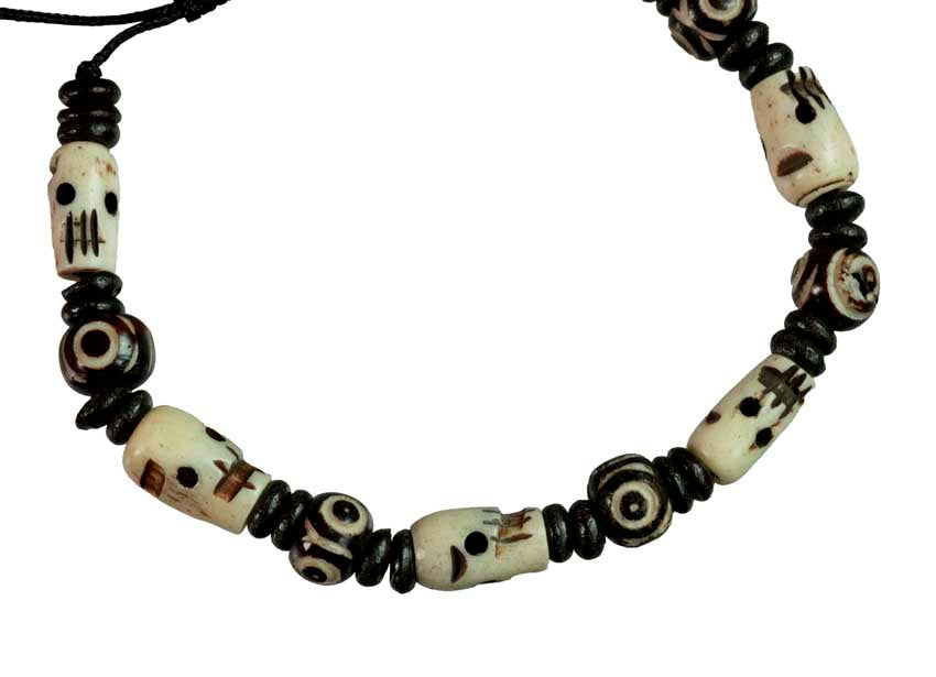 Bracelet tête de mort – bijou bouddhiste en os de bovin artisanal du Népal