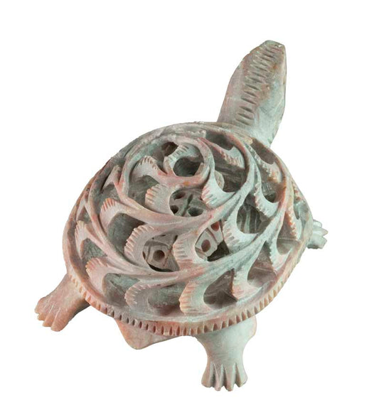 Figurine Tortue En Stéatite – Sculpture Artisanale En Pierre D’Inde