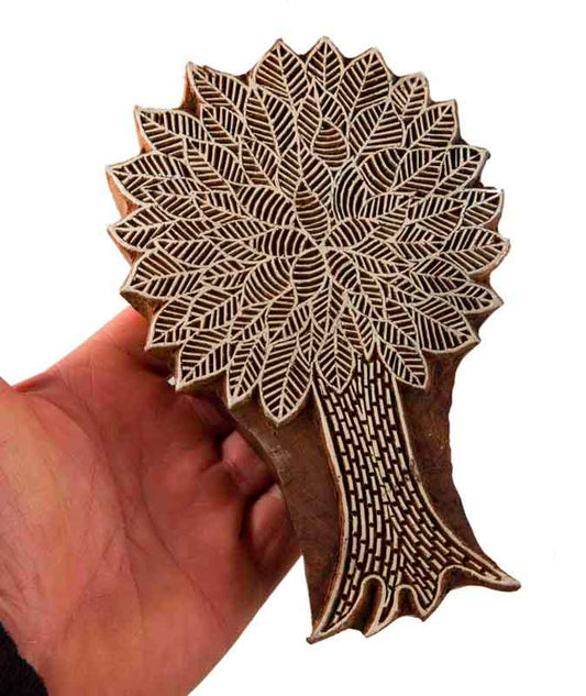 Tampon Encreur En Bois Sculpté – Motif Arbre De Vie