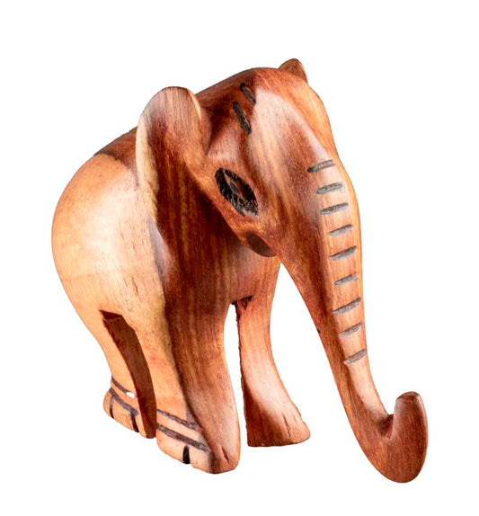 Statuette Éléphant En Bois – Artisanat Africain Fait Main