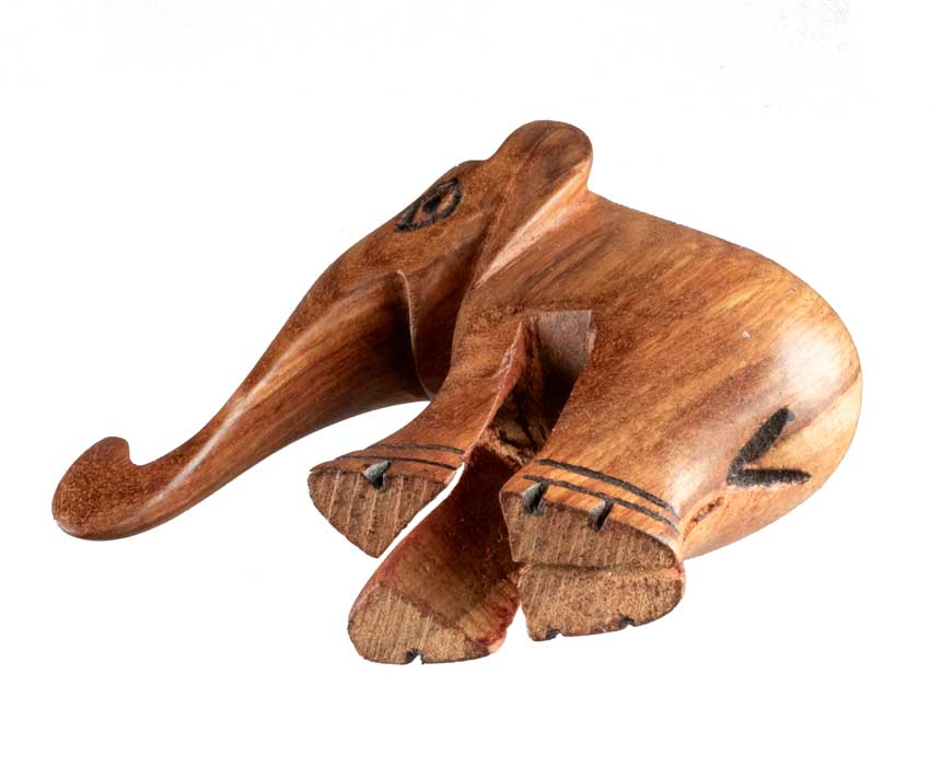 Statuette Éléphant En Bois – Artisanat Africain Fait Main