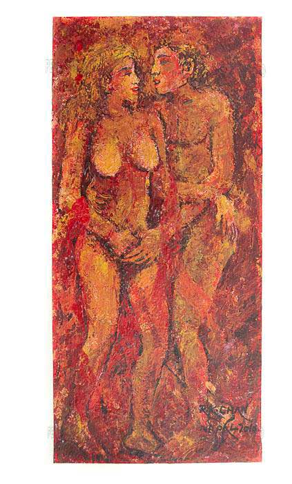Peinture Érotique Femme Nue – Œuvre Unique Népalaise Signée