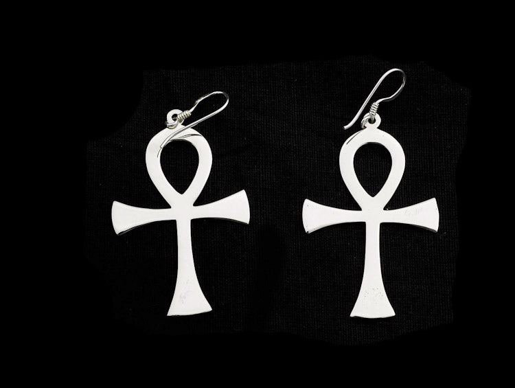 Boucles d’oreilles Croix de Vie Ankh en argent massif 925 – Bijou égyptien symbolique