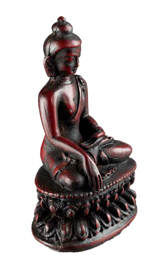 Statue Bouddha Shakyamuni 9 cm – Sculpture artisanale népalaise en résine bordeaux