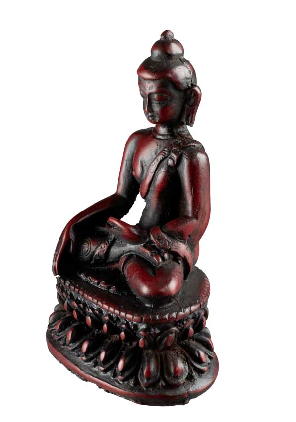 Statue Bouddha Shakyamuni 9 cm – Sculpture artisanale népalaise en résine bordeaux