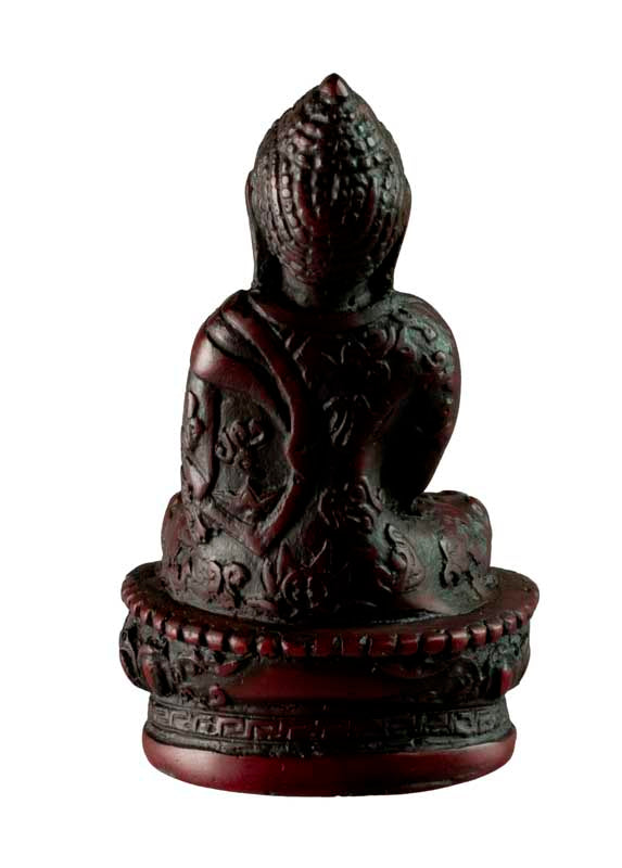 Statue Bouddha Amitabha Dhyana Mudra 9 cm – Sculpture artisanale népalaise en résine bordeaux