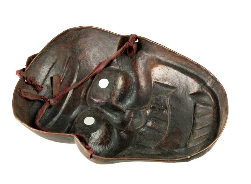 Masque Citipati Tête de Mort en Métal Vintage – Masque Tibétain Népalais 21,5 cm