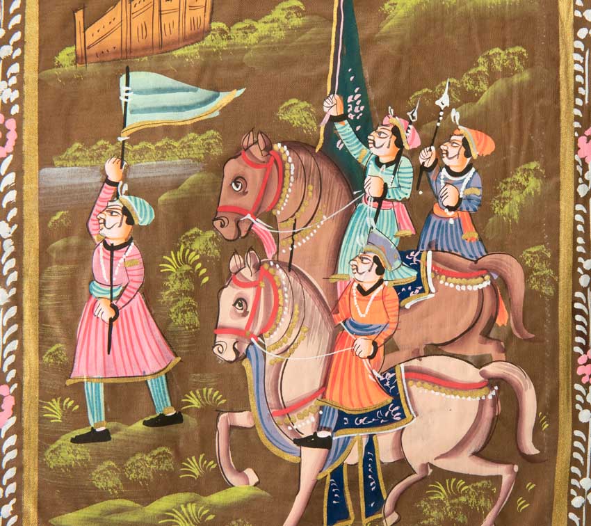 Peinture Rajput Miniature Indienne – Scène de Chasse à la Cour