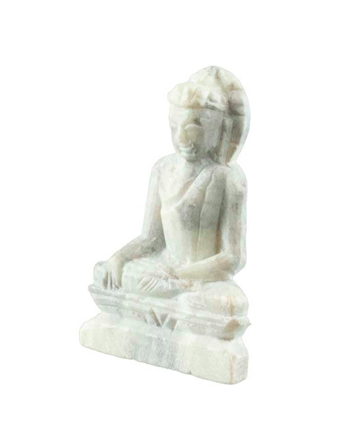 Statuette Bouddha Sakyamuni en pierre sculptée – Artisanat indien miniature de Varanasi
