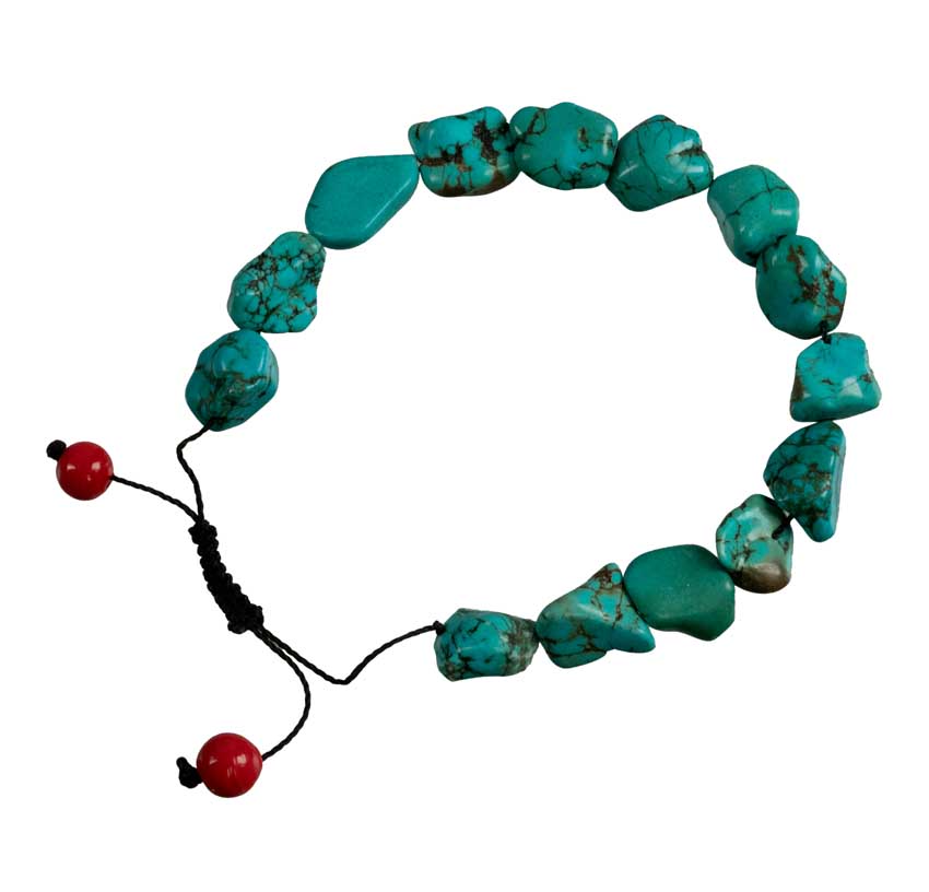 Bracelet Bouddhiste Perles Turquoise en Résine – Artisanat du Népal