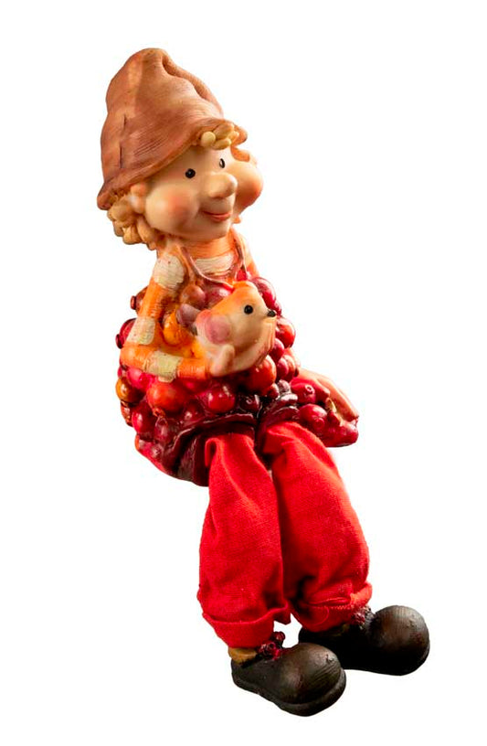 Figurine Lutin d'Automne – Elfe avec Oiseau en Résine pour Décoration Intérieure