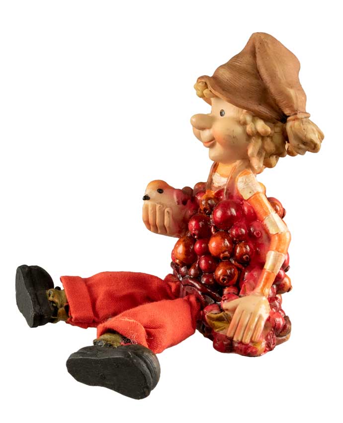 Figurine Lutin d'Automne – Elfe avec Oiseau en Résine pour Décoration Intérieure