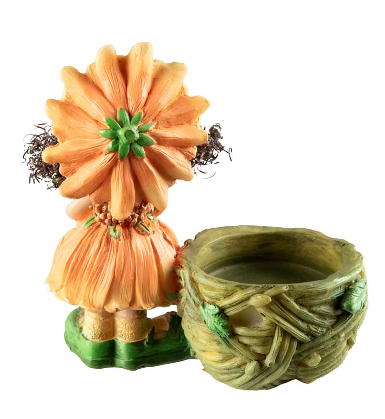 Figurine Lutin Fleur – Elfe d'Automne avec Panier en Résine
