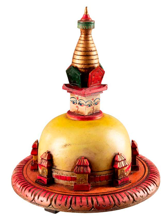 Stupa Chorten Swayambhunath Bouddhiste En Bois – Artisanat Du Népal