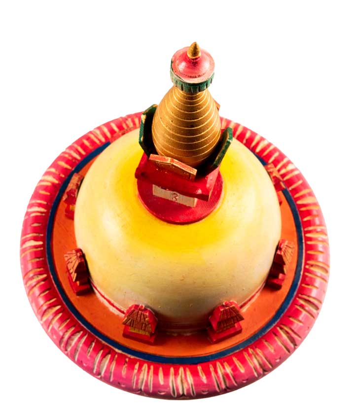 Stupa Swayambhunath Bouddhiste En Bois Peint – Artisanat Népalais