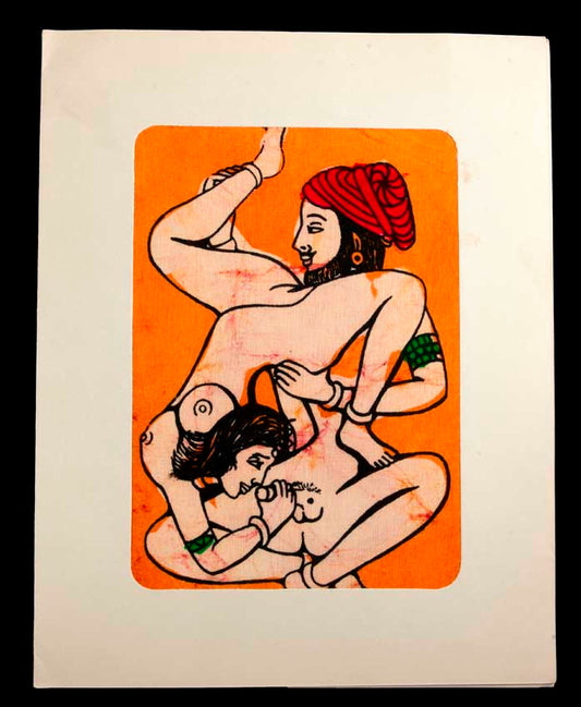 Tenture Kamasutra Batik : Miniature Érotique Indienne