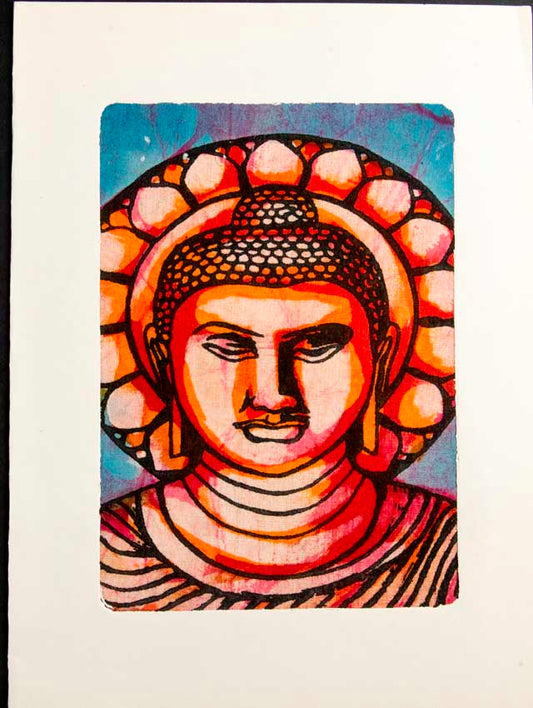 Carte Artisanale Batik Bouddha – Décoration Murale Indienne En Coton