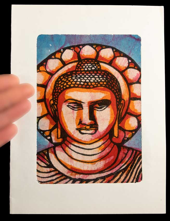 Carte Artisanale Batik Bouddha – Décoration Murale Indienne En Coton